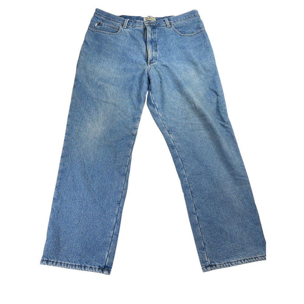 L.L. Bean Jeans Men's 38 x 30 Blue Denim Cotton Fleece Lined Classic Cold Winter